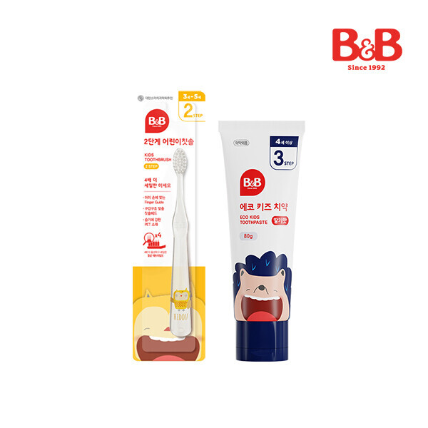 메디앙스 공식몰 아이맘,[칫솔사은품증정] 비앤비 2단계 칫솔&치약 SET(2단계칫솔+에코키즈치약)