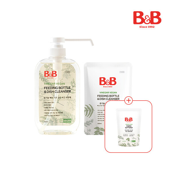 메디앙스 공식몰 아이맘,[유연제800ml증정] 비앤비 비건젖병&식기세정제600ml(용기)+500ml(리필)