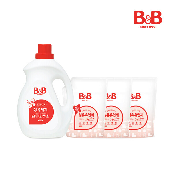 메디앙스 공식몰 아이맘,[공식몰단독] 비앤비 섬유세제 3000ml 대용량+섬유유연제(자스민)1500ml(캡리필)X3개