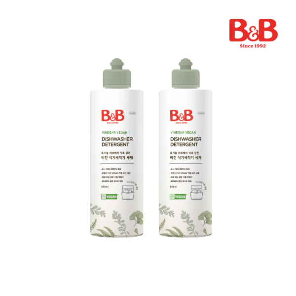 메디앙스 공식몰 아이맘,[800ml섬유세제증정]비앤비 비건 식기세척기 세제 500ml(용기)X2개입