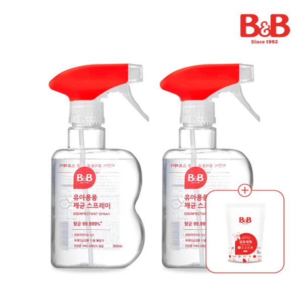 메디앙스 공식몰 아이맘,[800ml섬유세제증정] 비앤비 유아용품 제균스프레이 300ml(용기)X2개입